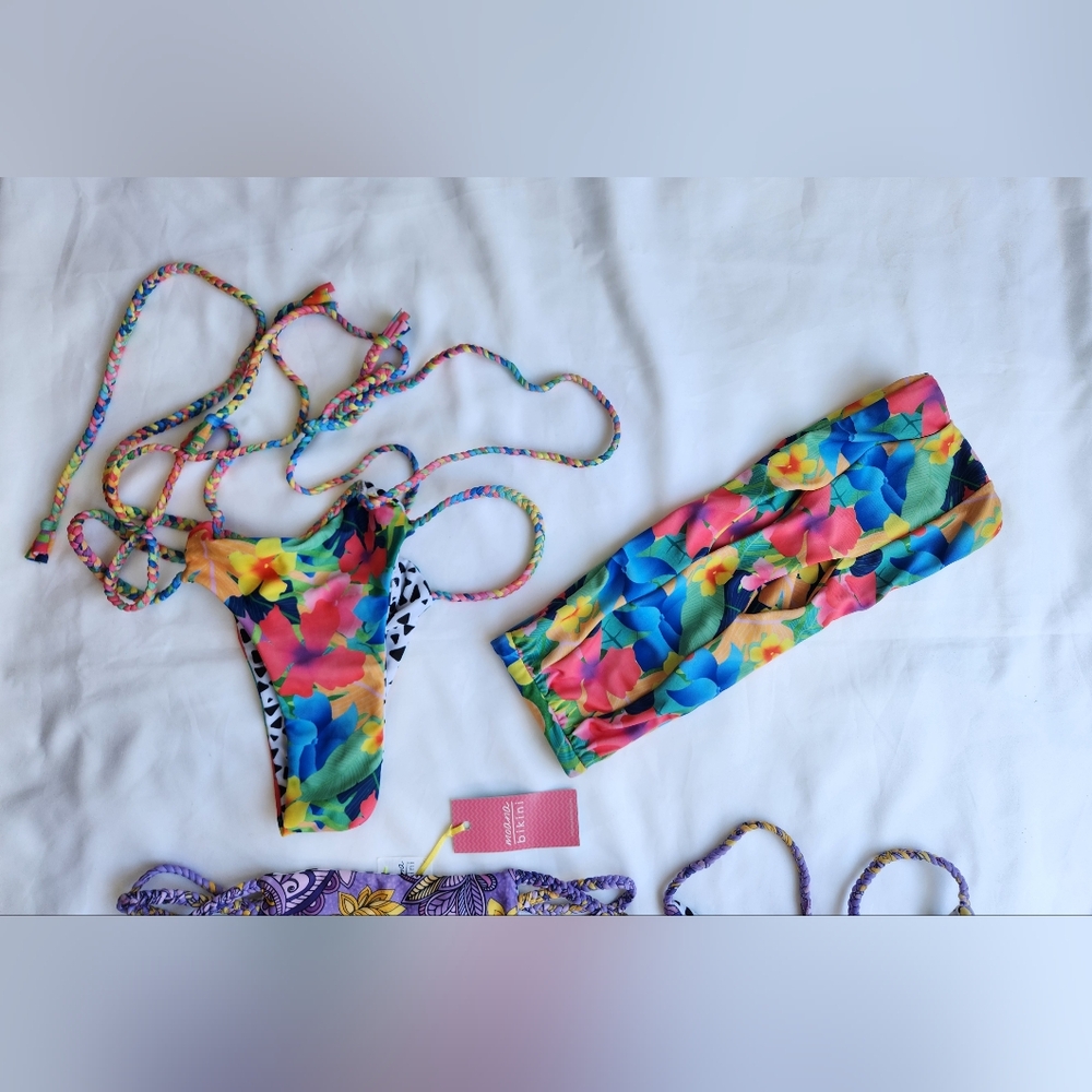 NWT Moana Bikini SET of TWO 2 Colorful Summer 4 pieces 2 Tops 2 Bottoms Size L - Picture 6 of 10